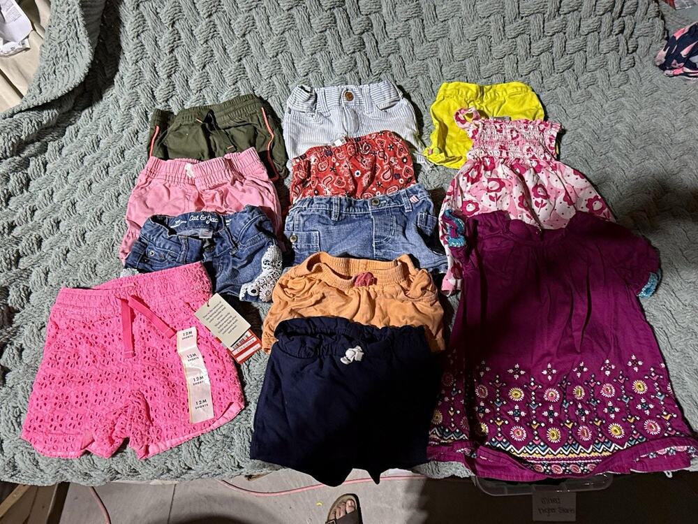 30pc Baby Girl 12M Mixed Clothing Lot Multicolor Cotton Blend